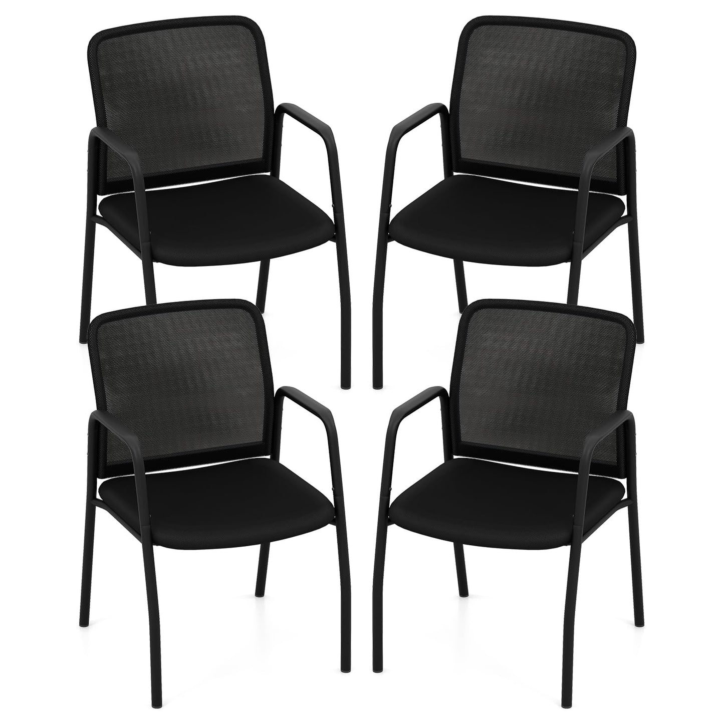 Tangkula Conference Chairs, Office Guest Chairs with Ergonomic Mesh Backrest - 3*CB10600DK-2