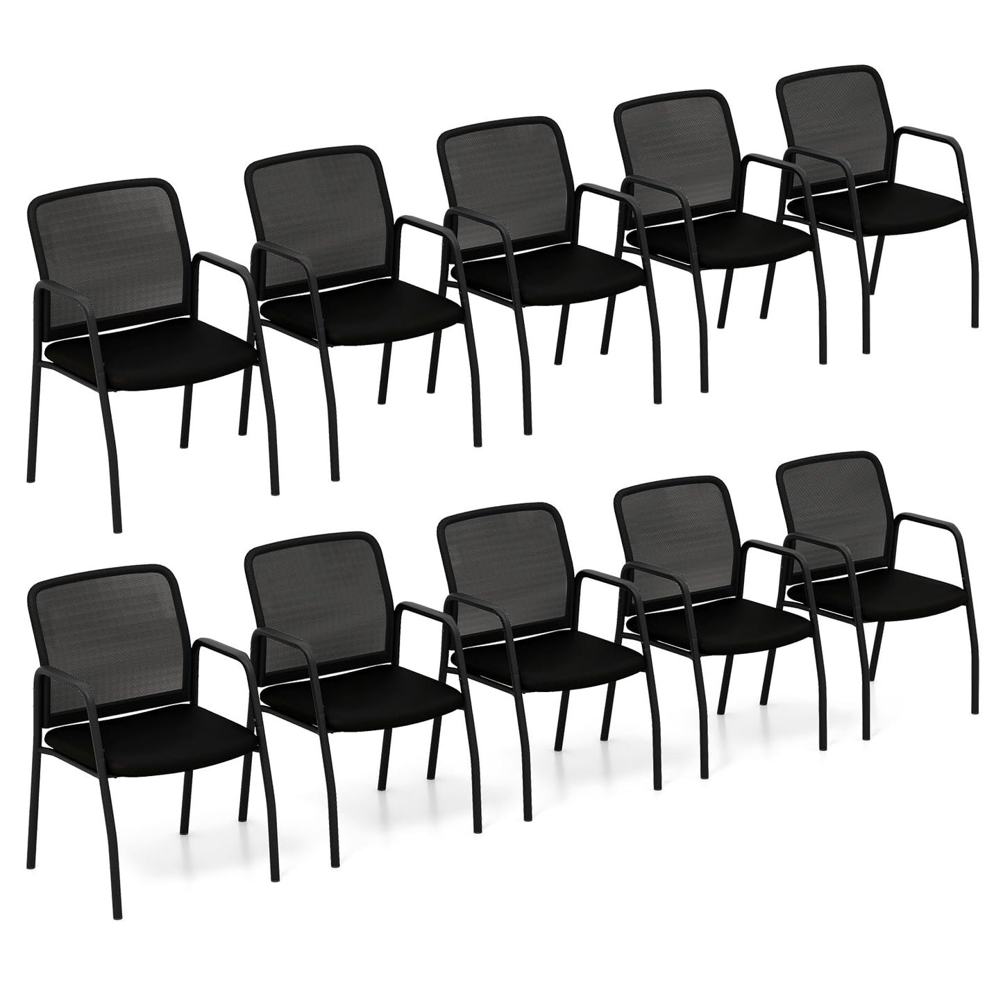 Tangkula Conference Chairs, Office Guest Chairs with Ergonomic Mesh Backrest - 3*CB10600DK-2