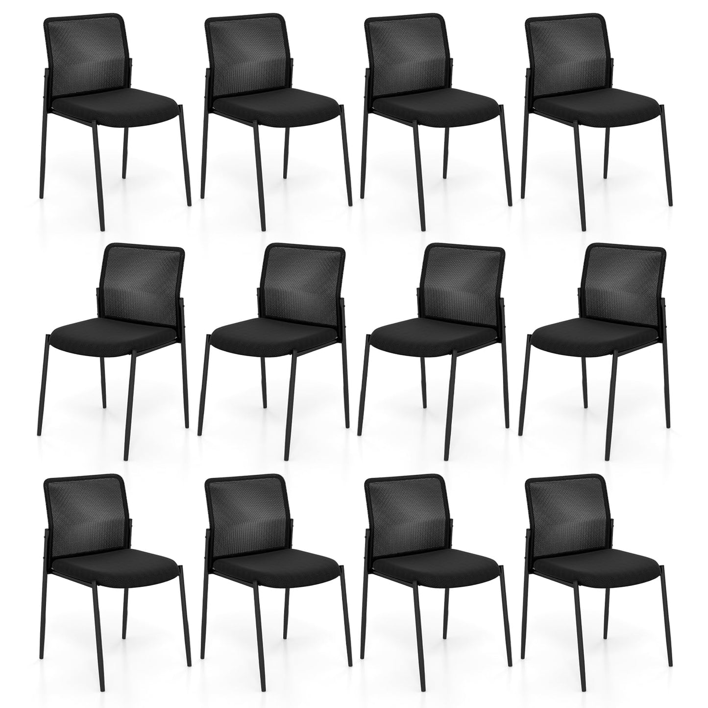 Tangkula Stackable Conference Room Chairs Set - 3*CB10599DK-2