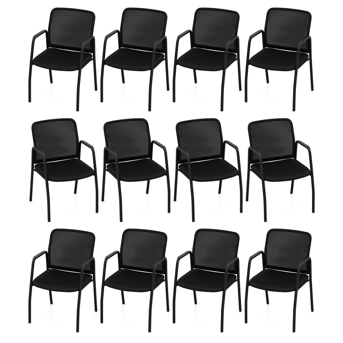 Tangkula Conference Chairs, Office Guest Chairs with Ergonomic Mesh Backrest - 3*CB10600DK-2