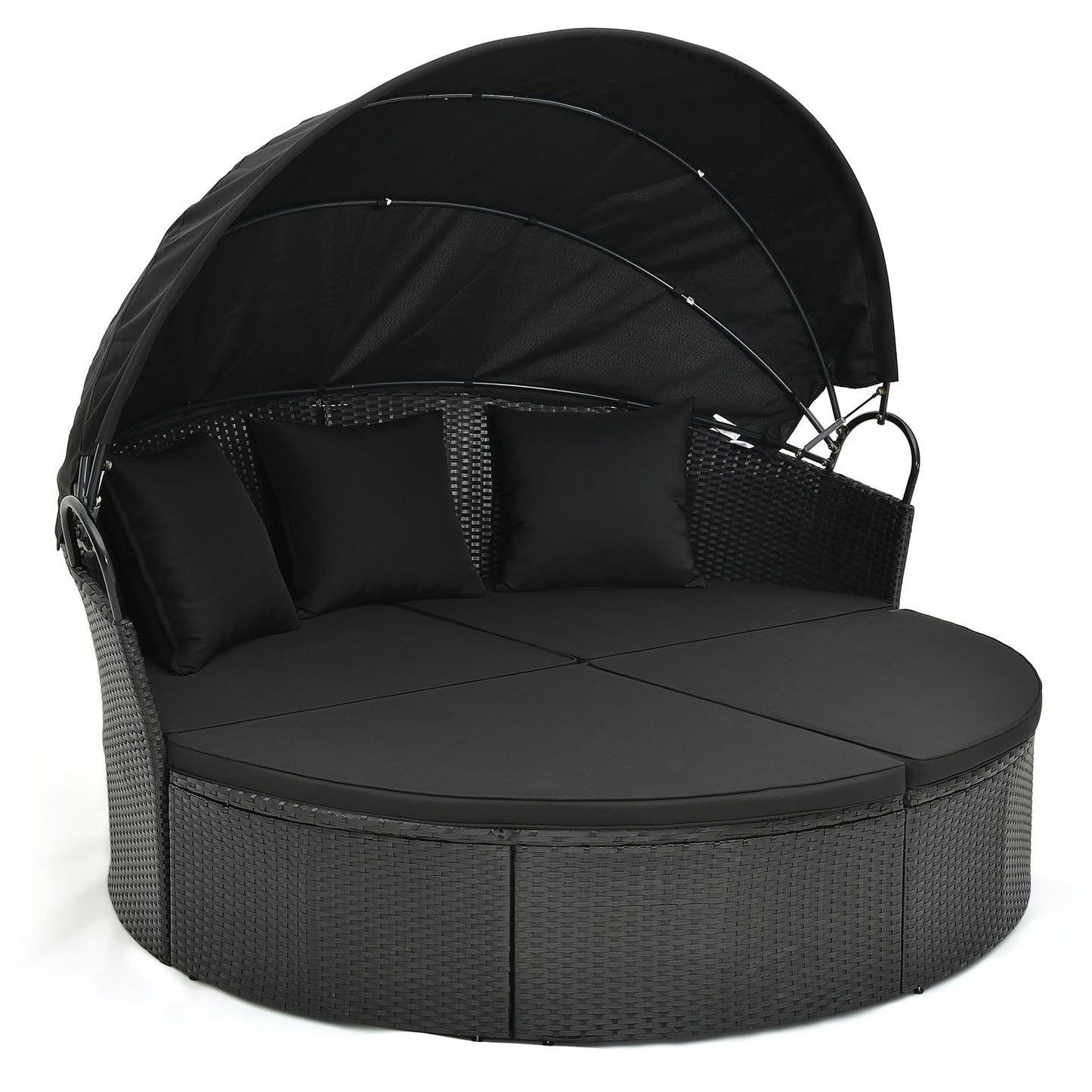 Tangkula Outdoor Patio Round Daybed with Retractable Canopy - HW71564DK+