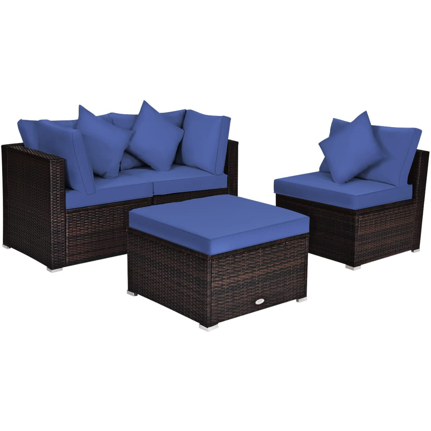 Tangkula Patio Rattan Sofa Set, Outdoor Wicker Sectional Furniture Set - HW63754+