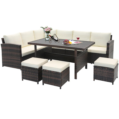 Tangkula 7 Pieces Wicker Patio Furniture Set - HW71243WH+