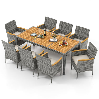 Tangkula 9 Pieces Patio PE Wicker Dining Set - HW73183NY+