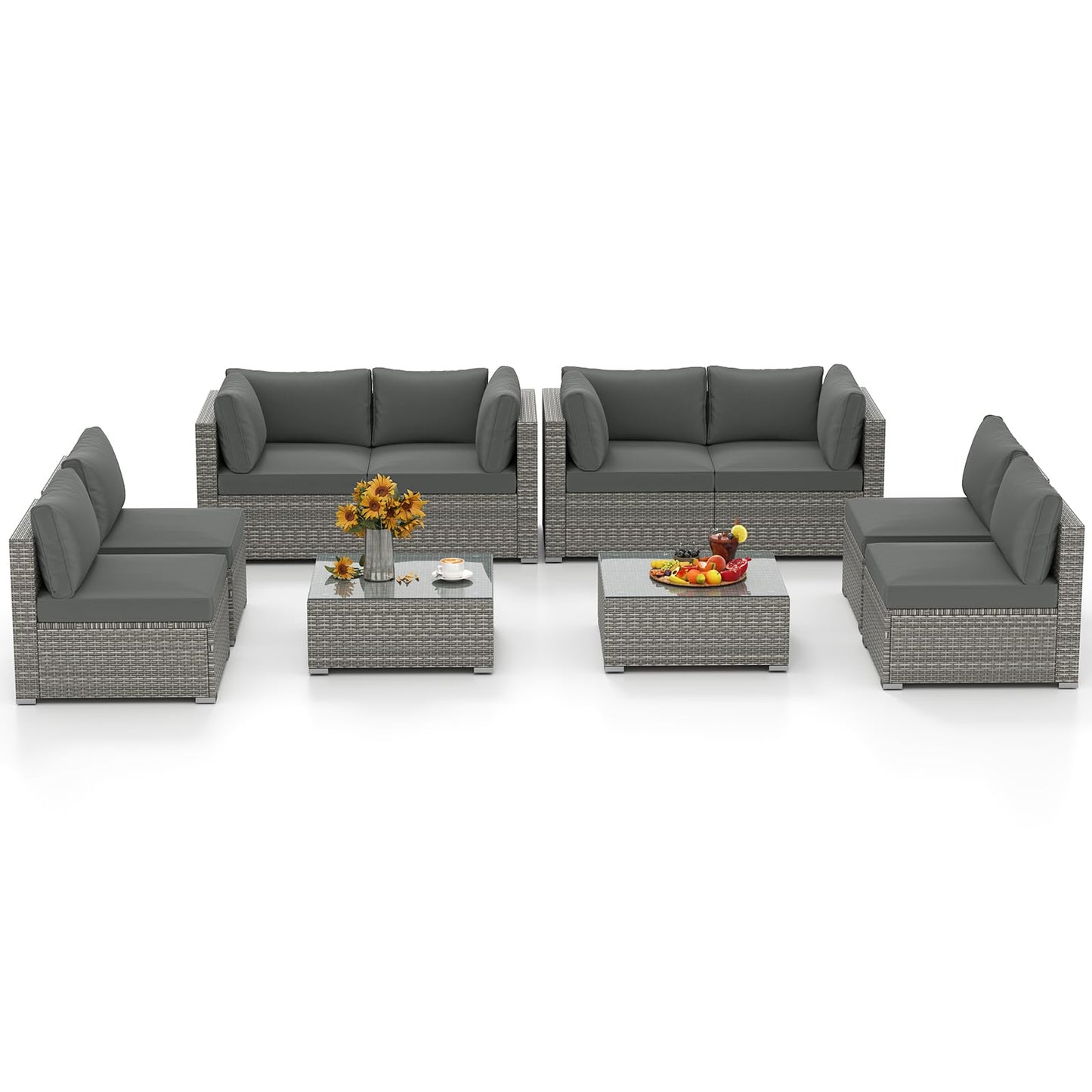 Tangkula 5-Piece Outdoor Patio Sectional Sofa Couch - HW73141GR+