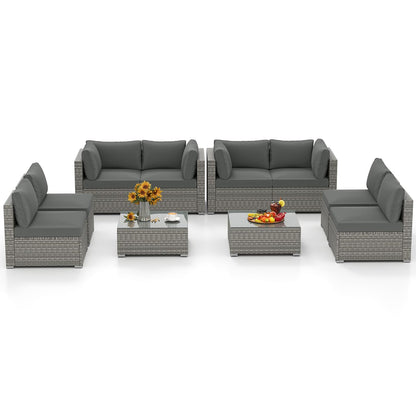 Tangkula 5-Piece Outdoor Patio Sectional Sofa Couch - HW73141GR+