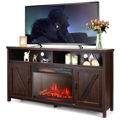 Tangkula Electric Fireplace TV Stand, 59 Inches TV Console - HV10083CF+FP10047US
