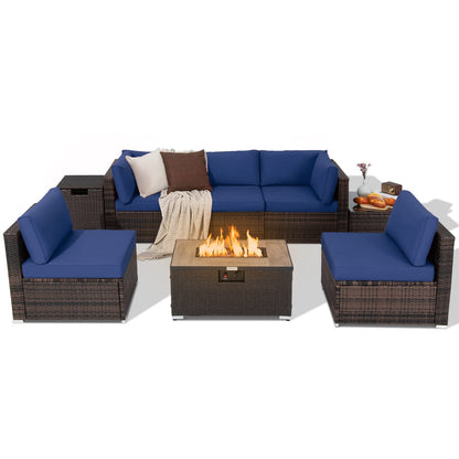 Tangkula 8 Piece Outdoor Wicker Sofa Set, Patio Rattan Conversation Set - NP10261CF+HW67937WHA+