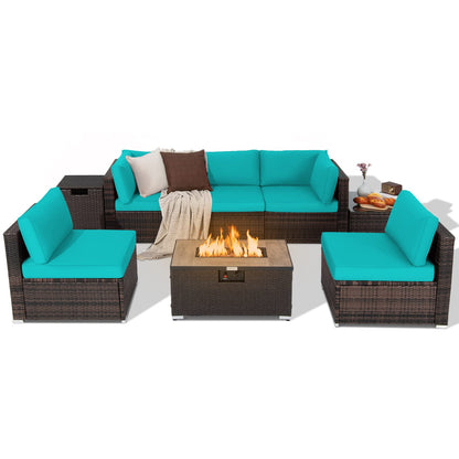 Tangkula 8 Piece Outdoor Wicker Sofa Set, Patio Rattan Conversation Set - NP10261CF+HW67937WHA+