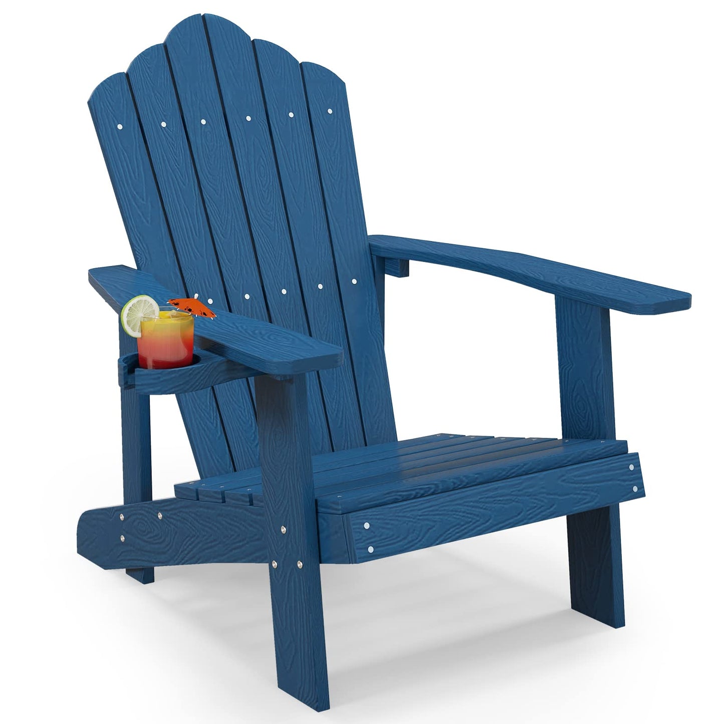 Tangkula Oversized Adirondack Chair, Patio Lounge Chairs w/Adjustable Cup Holder - NP10983BK
