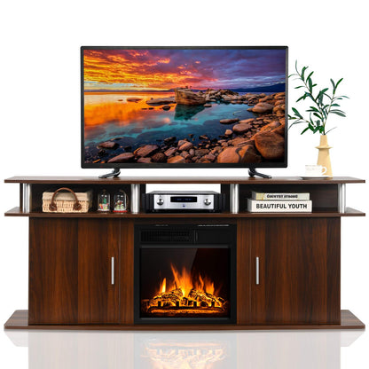Tangkula Fireplace TV Stand, Living Room Media Console Table - HW66558CF+EP24789