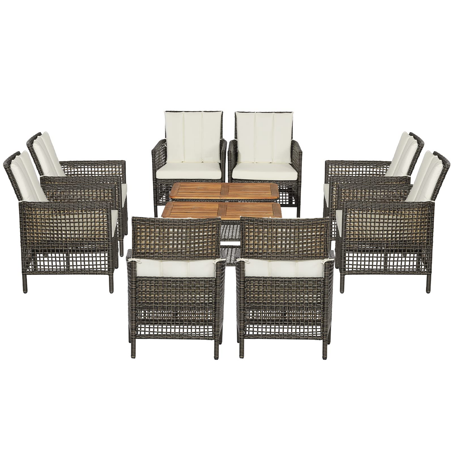 Tangkula Patio Furniture Set with 2-Tier Coffee Table - 2*HW70243WH+