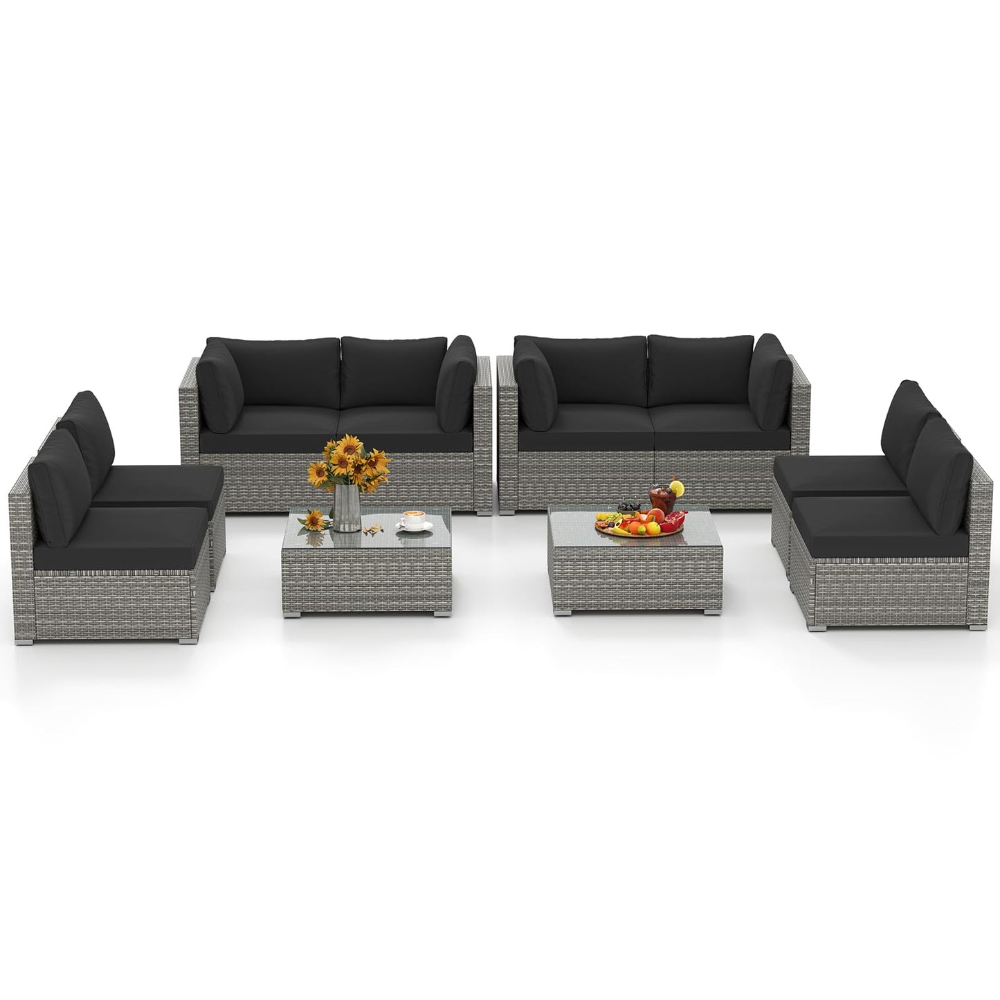 Tangkula 5-Piece Outdoor Patio Sectional Sofa Couch - HW73141GR+