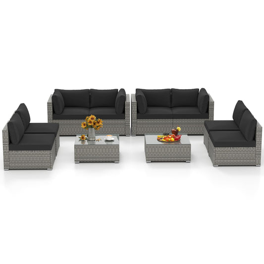 Tangkula 5-Piece Outdoor Patio Sectional Sofa Couch - HW73141GR+