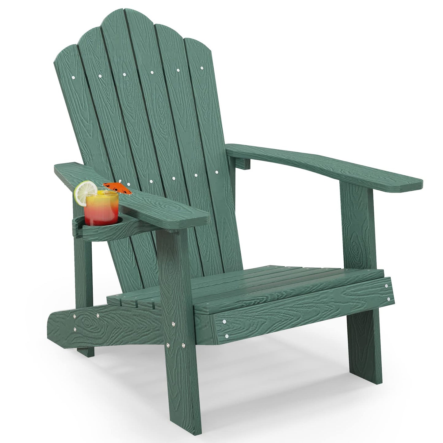 Tangkula Oversized Adirondack Chair, Patio Lounge Chairs w/Adjustable Cup Holder - NP10983BK
