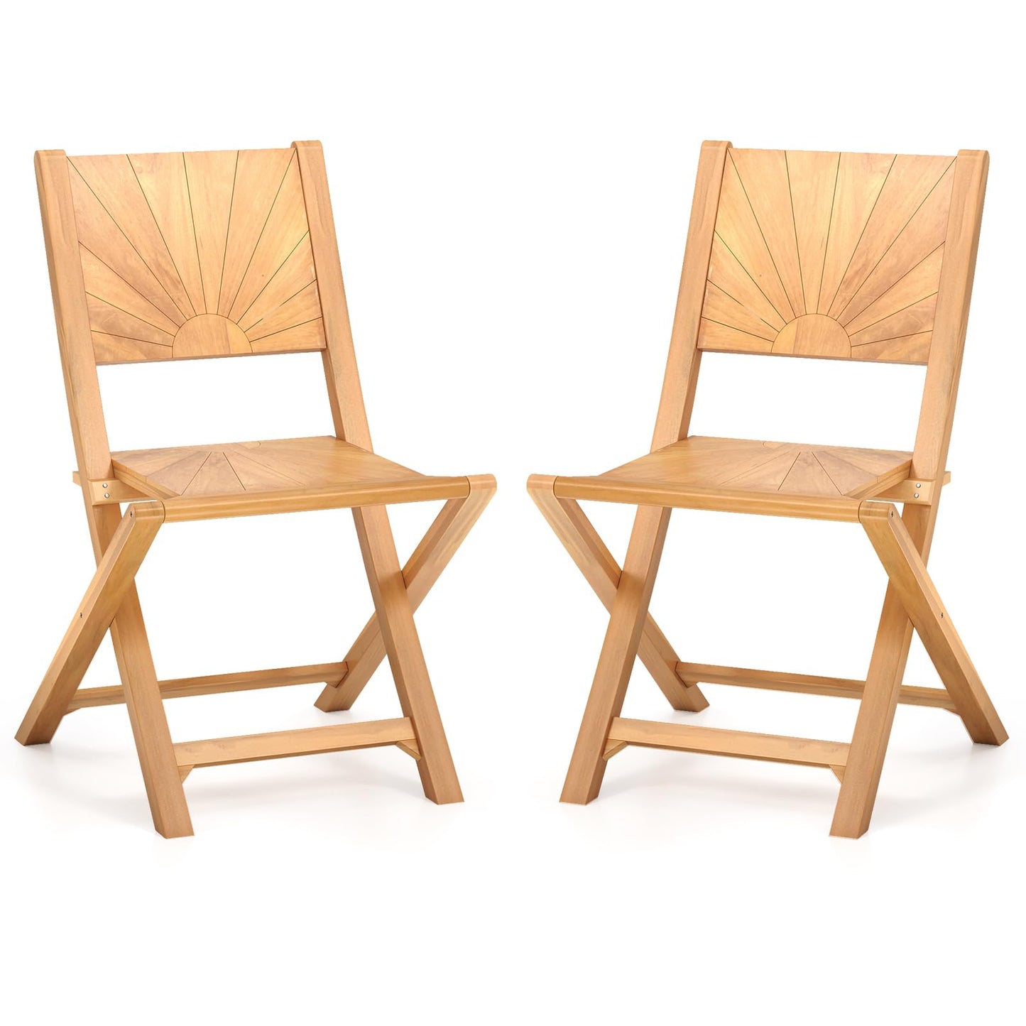 Tangkula 2/4 Pieces Folding Patio Chairs(Sun Back) - 2*JV12297