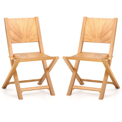 Tangkula 2/4 Pieces Folding Patio Chairs(Sun Back) - 2*JV12297