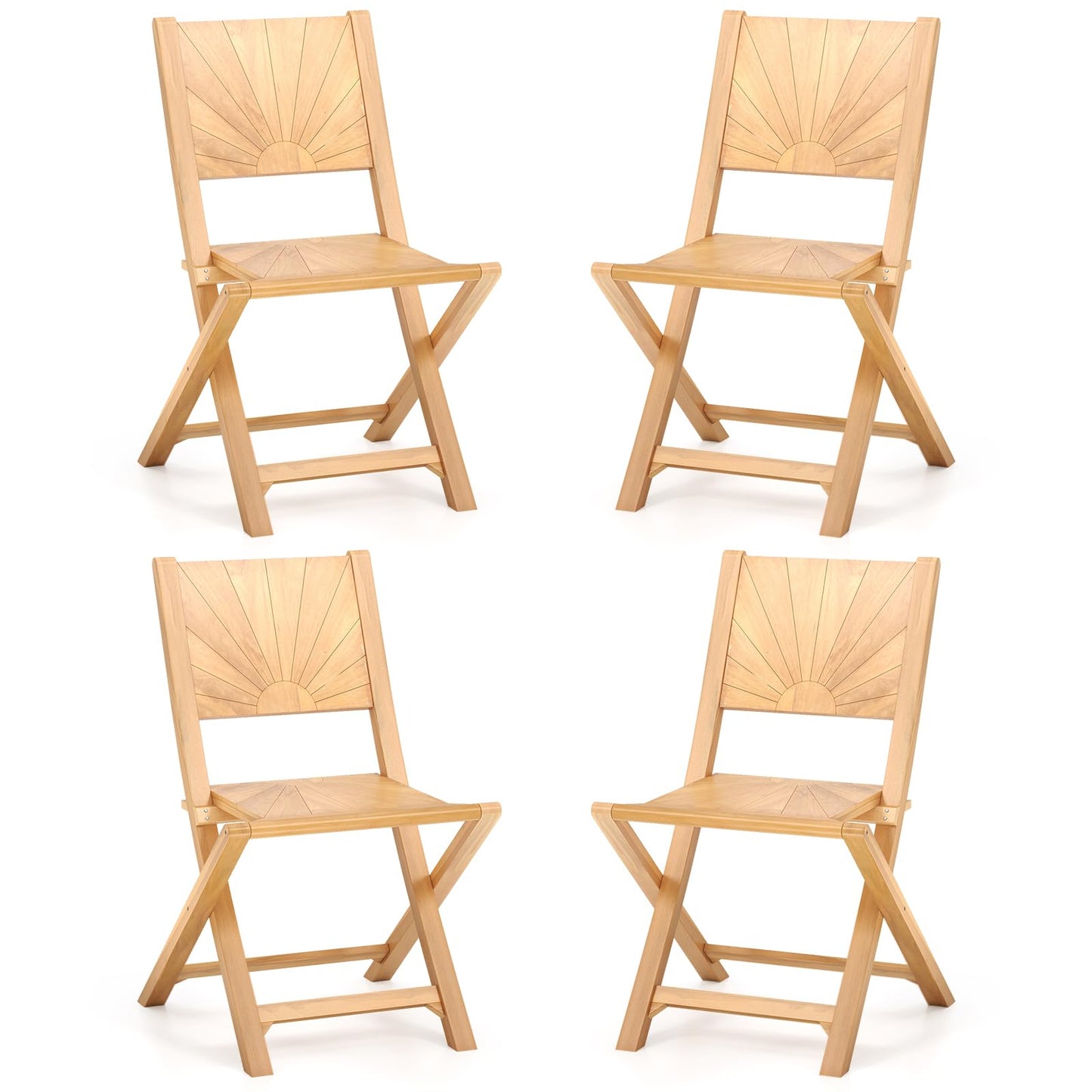 Tangkula 2/4 Pieces Folding Patio Chairs(Sun Back) - 2*JV12297