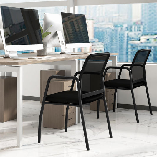 Tangkula Conference Chairs, Office Guest Chairs with Ergonomic Mesh Backrest - 3*CB10600DK-2