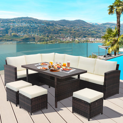 Tangkula 7 Pieces Wicker Patio Furniture Set - HW71243WH+