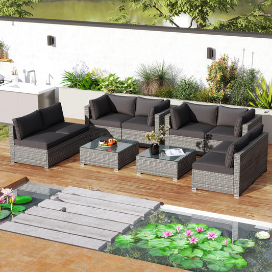 Tangkula 5-Piece Outdoor Patio Sectional Sofa Couch - HW73141GR+