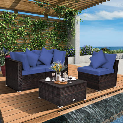 Tangkula Patio Rattan Sofa Set, Outdoor Wicker Sectional Furniture Set - HW63754+