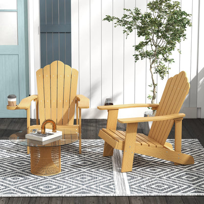 Tangkula Oversized Adirondack Chair, Patio Lounge Chairs w/Adjustable Cup Holder - NP10983BK