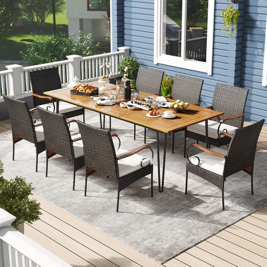 Tangkula 9 Pieces Outdoor Patio Dining Set - HW72245+2*HW70833-4
