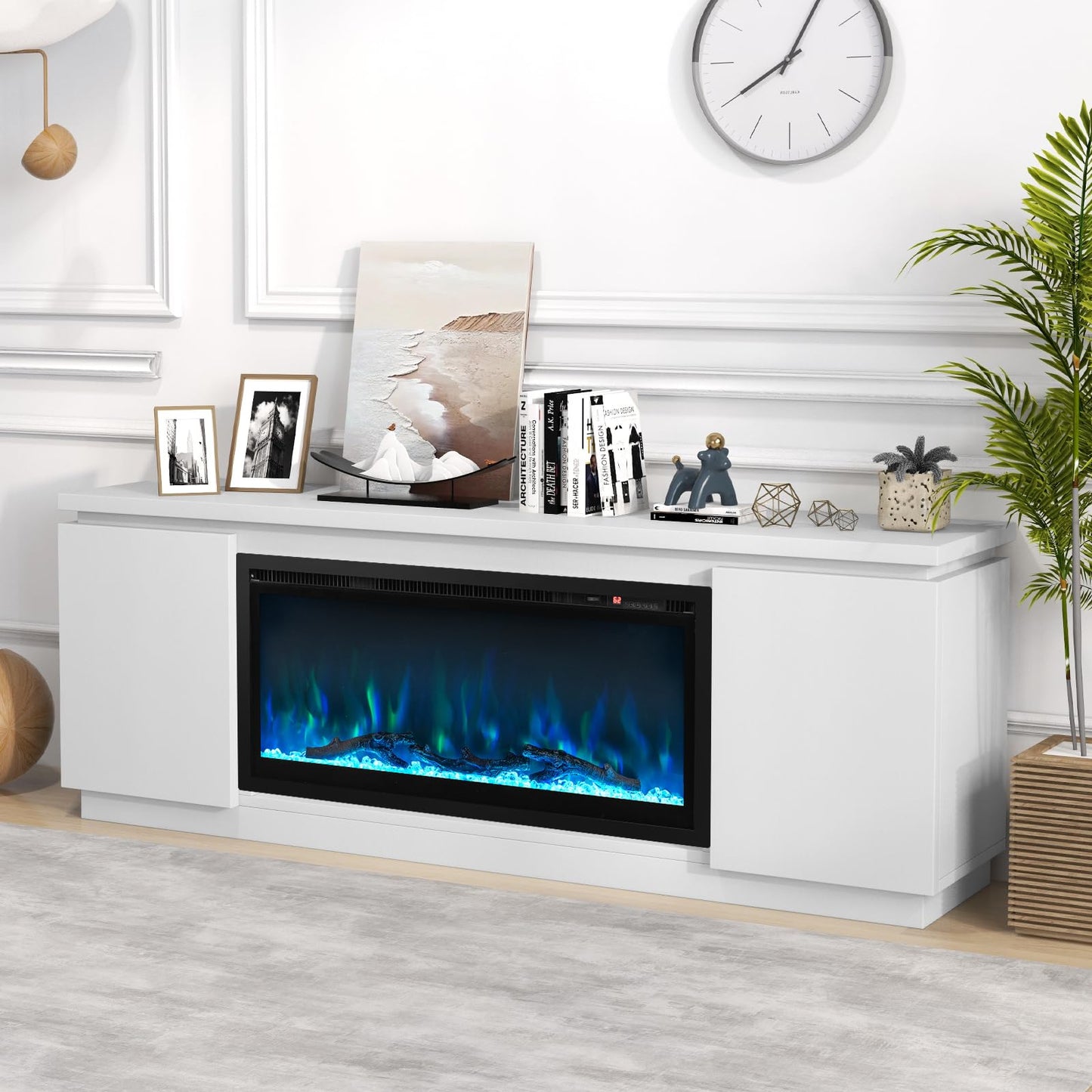 Tangkula Fireplace TV Stand for TVs up to 80" - FP10530US-36+HV10611WH+