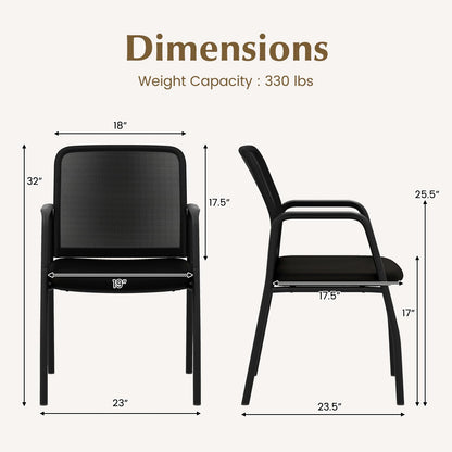 Tangkula Conference Chairs, Office Guest Chairs with Ergonomic Mesh Backrest - 3*CB10600DK-2