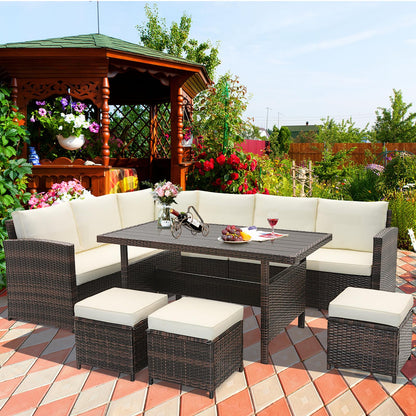 Tangkula 7 Pieces Wicker Patio Furniture Set - HW71243WH+