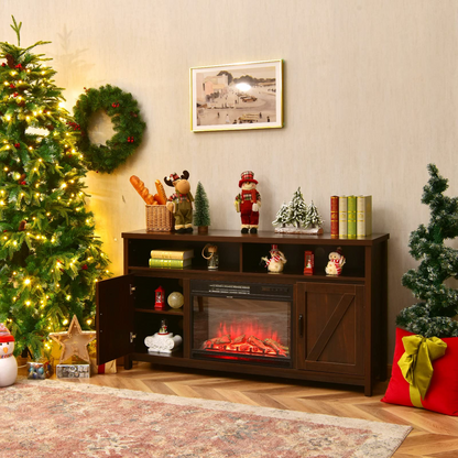 Tangkula Electric Fireplace TV Stand, 59 Inches TV Console - HV10083CF+FP10047US