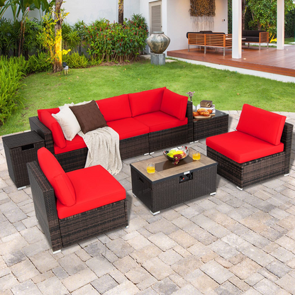 Tangkula 8 Piece Outdoor Wicker Sofa Set, Patio Rattan Conversation Set - NP10261CF+HW67937WHA+