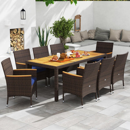 Tangkula 9 Pieces Patio PE Wicker Dining Set - HW73184WH+