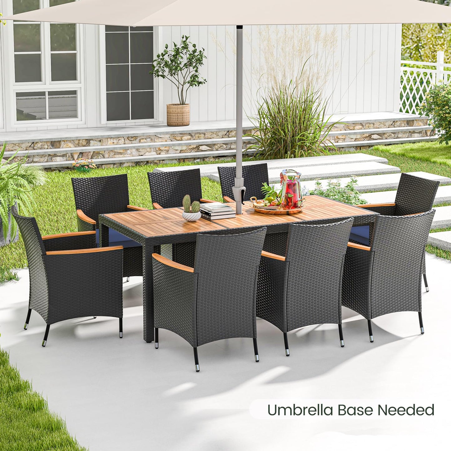 Tangkula 9 PCS Patio Dining Set for 8 - HW73185NY+