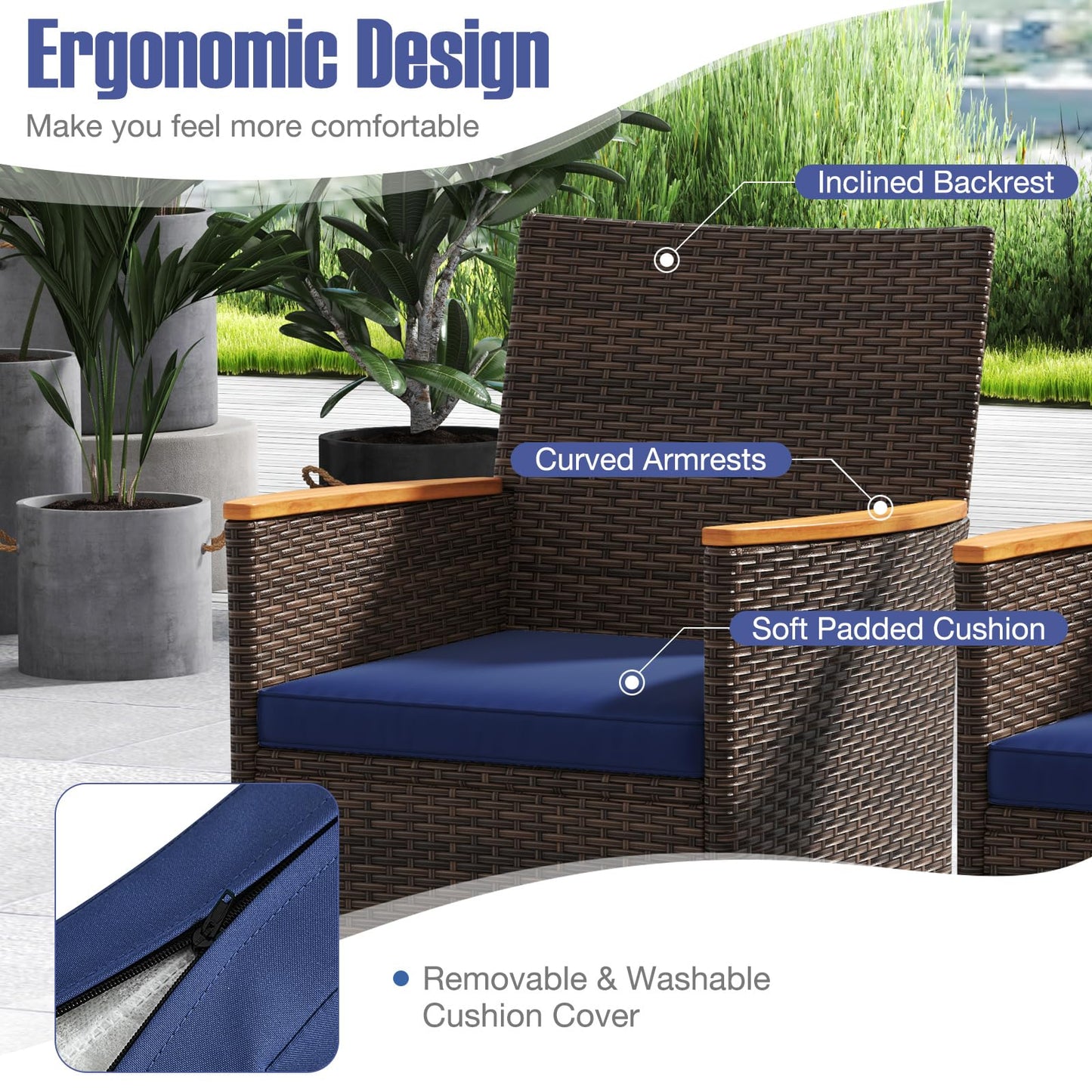 Tangkula 9 Pieces Patio PE Wicker Dining Set - HW73184WH+