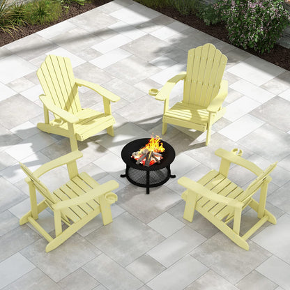 Tangkula Oversized Adirondack Chair, Patio Lounge Chairs w/Adjustable Cup Holder - NP10983BK