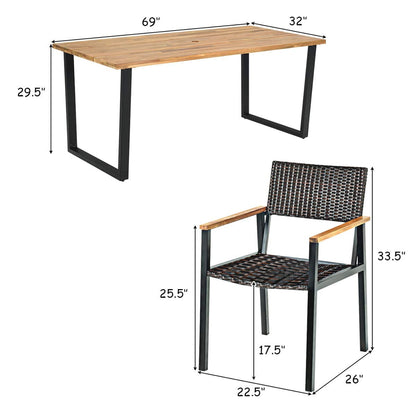Tangkula 7 Pieces Outdoor Patio Dining Set, Patiojoy Outdoor Conversation Set - HW65219A+
