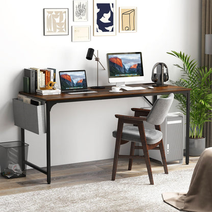 Tangkula 60” Large Computer Desk with Charging Station, Modern Simple Study Writing Desk with Storage Bag - 4*JV11154US-CF