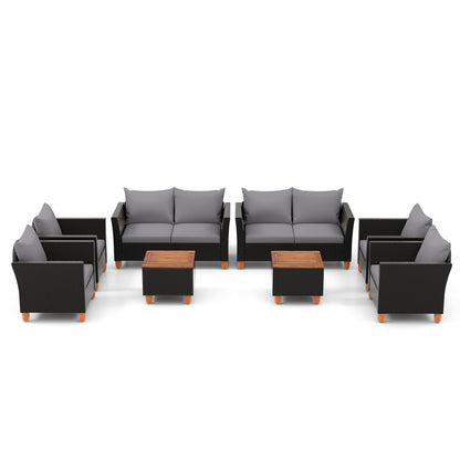 Tangkula Outdoor Conversation Set, Patio Cushioned Chairs w/Storage Coffee Table - HW72334WH+