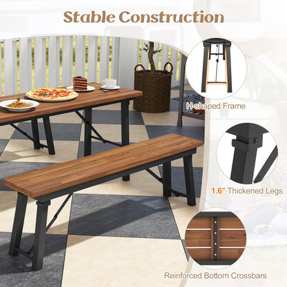 Tangkula Outdoor Dining Table With Benches for 4-6 Persons, No Assembly - HV10581+HV10582