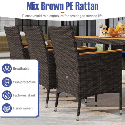 Tangkula 9 Pieces Patio PE Wicker Dining Set - HW73184WH+