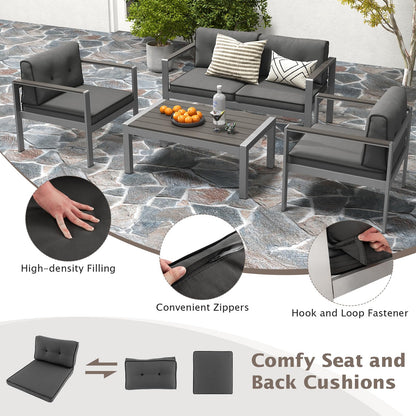 Tangkula 4 Piece Patio Aluminum Sofa Set, Contemporary Sofas & Coffee Table - 2*NP11317GR+NP11318GR+NP11319GR
