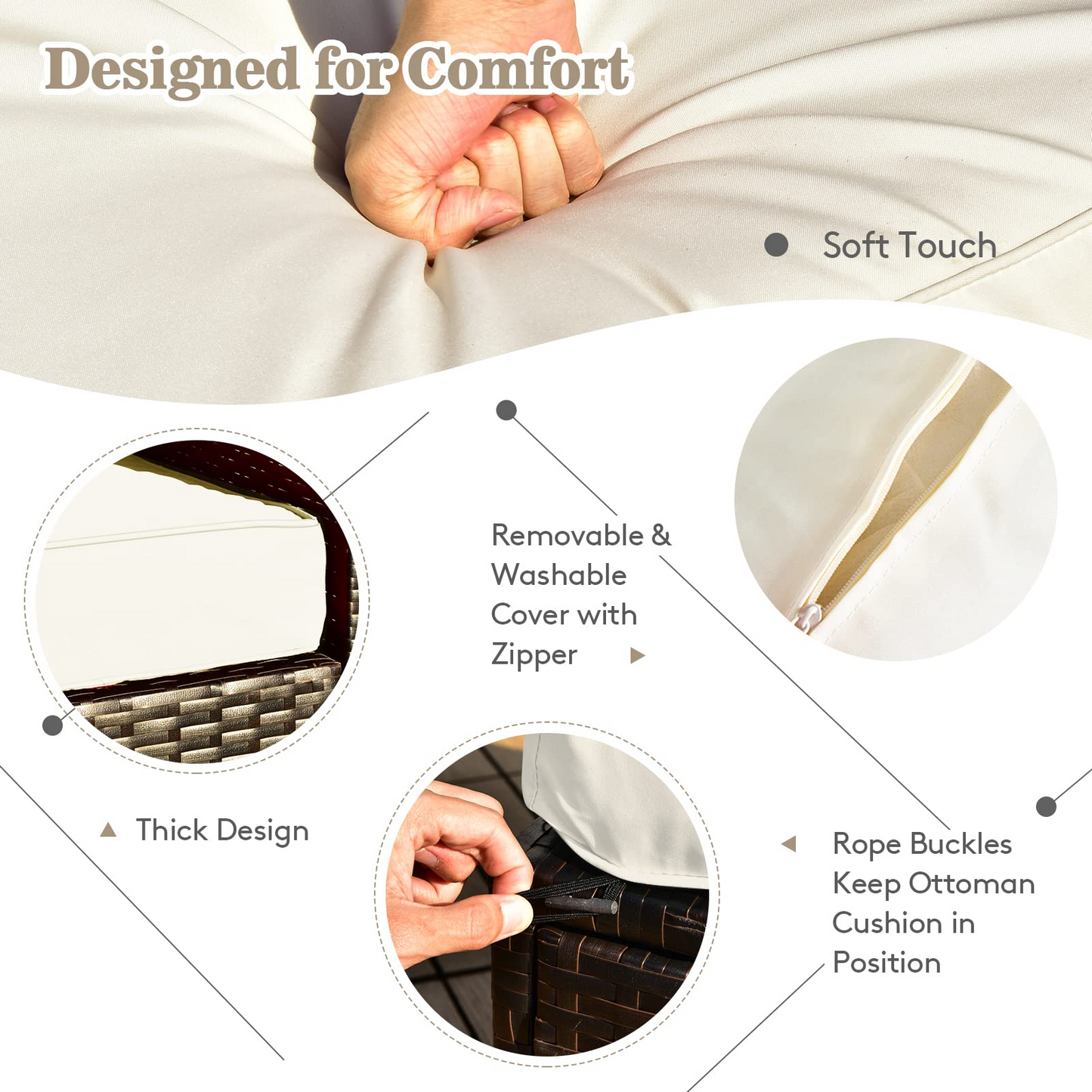 Tangkula 9 Pieces Patio Furniture Set with 30" Propane Fire Pit Table - OP70521+HW68592WH+