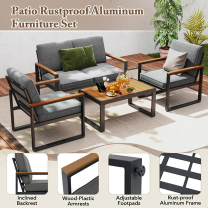 Tangkula 4/8 Piece Patio Aluminum Furniture Set(Gray) - NP11997GR+