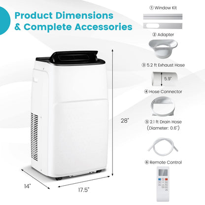 Tangkula Smart Portable Air Conditioner & Heater 13000 BTU, 4-in-1 Stand up AC Unit - FP10269US-WH