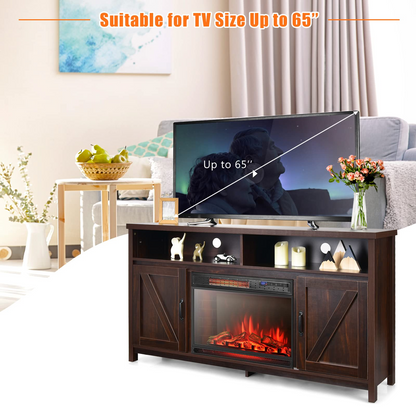 Tangkula Electric Fireplace TV Stand, 59 Inches TV Console - HV10083CF+FP10047US