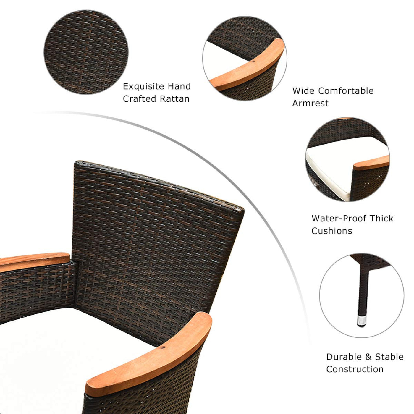 Tangkula 9 Piece Outdoor Dining Set, Garden Patio Wicker Set w/Cushions - HW63205+