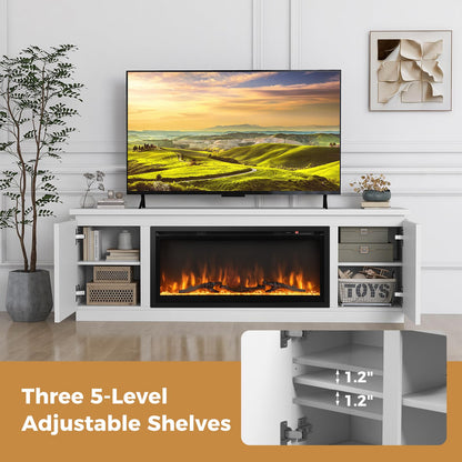 Tangkula Fireplace TV Stand for TVs up to 80" - FP10530US-36+HV10611WH+