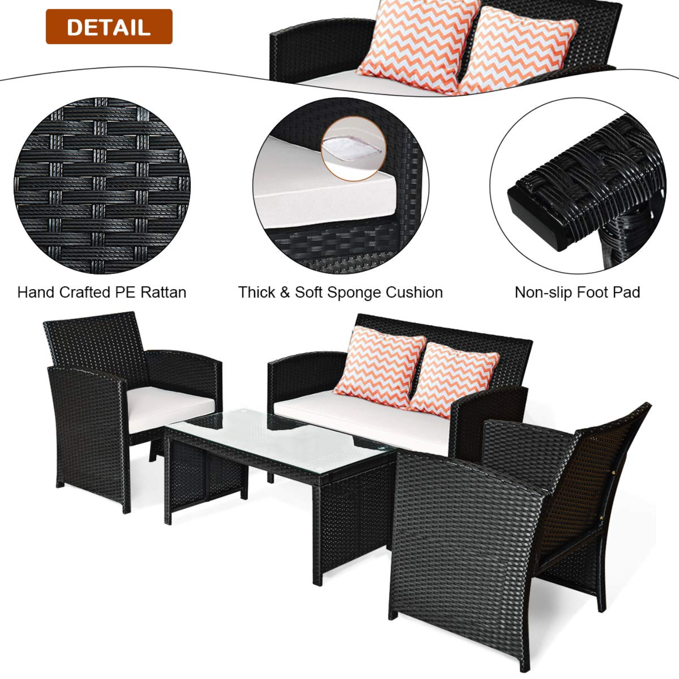 Tangkula Patio Wicker Conversation Furniture Set - 2*HW63239